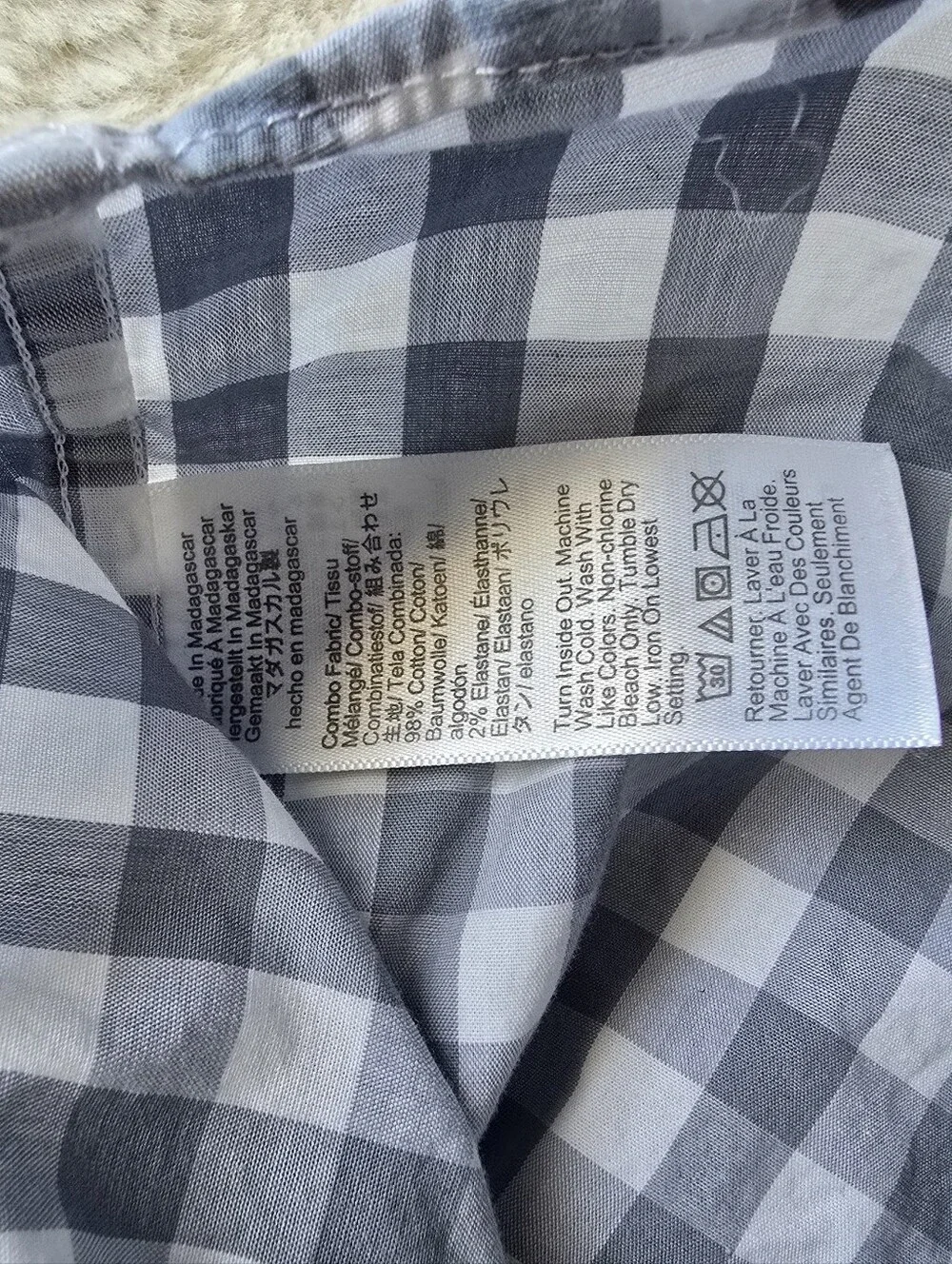 J. Crew Light Blue and White Checker Slim Long Sleeve Button-Down Shirt